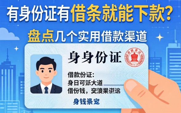 借钱有身份证有借条就能下款？盘点几个实用的借款渠道