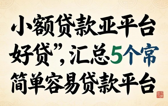 哪个小额贷款平台好贷，汇总5个简单容易贷款平台