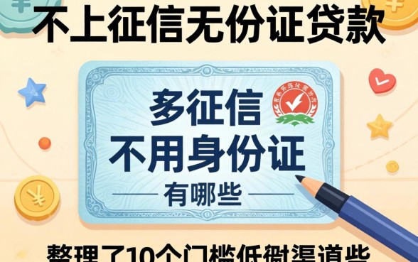 不上征信不用身份证的贷款有哪些？整理了10个门槛低的渠道