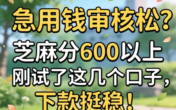 周末急用钱审核松？芝麻分600以上刚试了这几个口子，下款挺稳！