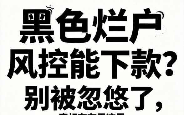 双黑烂户风控能下款?别被忽悠了,真相在这里