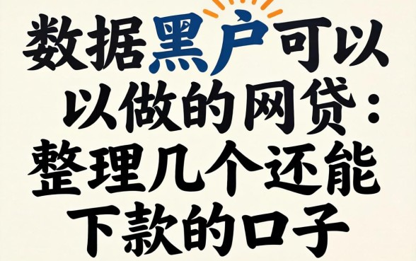 大数据黑户可以做的网贷：整理几个还能下款的口子