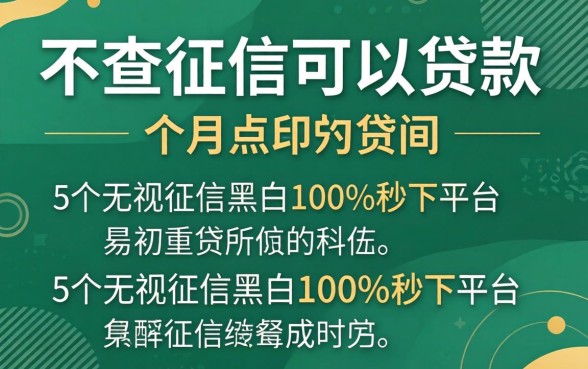 几个月不查征信可以贷款，详尽说明5个无视征信黑白100%秒下平台
