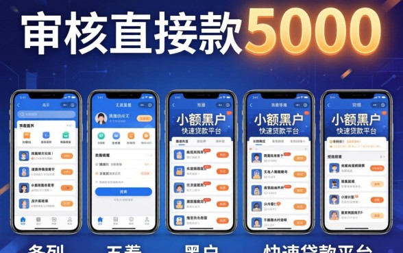 不审核直接放款5000,条列五个手机小额黑户快速贷款平台