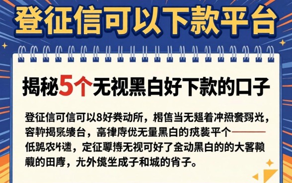 不查征信可以下款平台，揭秘5个无视黑白好下款的口子