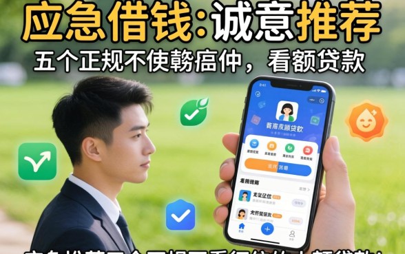 哪里可以应急借钱,诚意推荐五个正规不看征信的小额贷款app