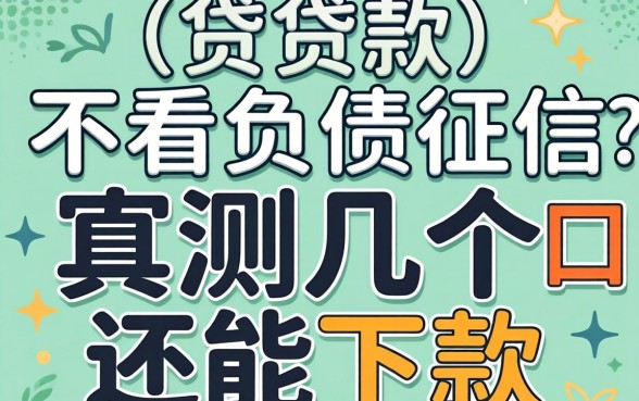 哪些贷款不看负债的征信？实测几个还能下款的口子