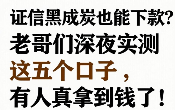 征信黑成炭也能下款？老哥们深夜实测这五个口子，有人真拿到钱了！