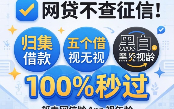2026年网贷不查征信的，归集五个借款无视黑白无视年龄100%秒过app