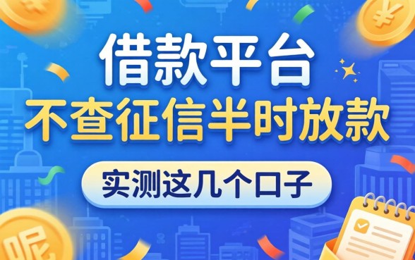 哪个借款平台不查征信半小时放款的呢？实测这几个口子
