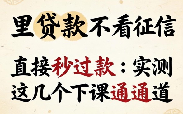 哪里贷款不看征信,直接秒过2026款：实测这几个下款通道