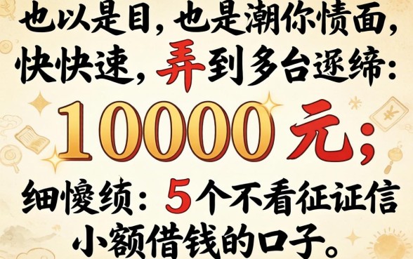 哪里可以快速弄到1000元，细致阐述5个不看征信小额借钱的口子
