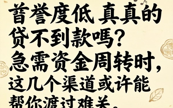 信誉度低真的贷不到款吗？急需资金周转时，这几个渠道或许能帮你渡过难关