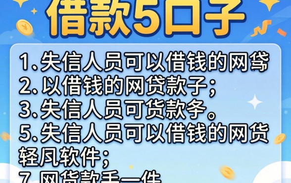 哪里有借款的口子2026，条列5个失信人员可以借钱的网贷软件