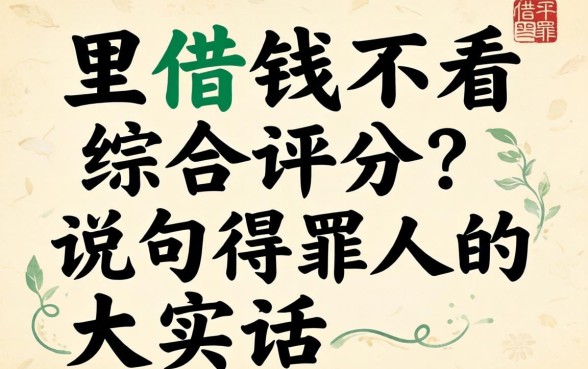 哪里借钱不看综合评分？说句得罪人的大实话