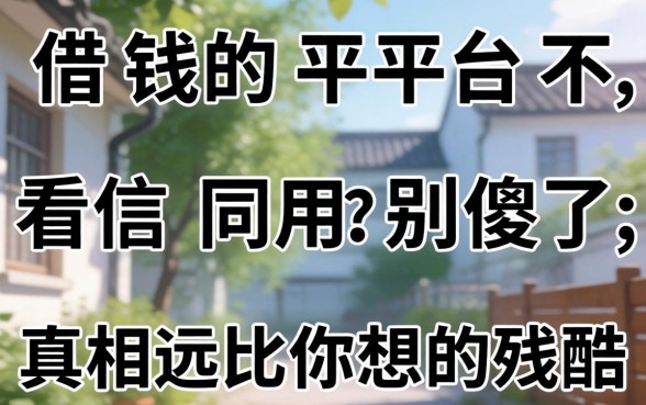 哪些借钱的平台不看信用？别傻了，真相远比你想的残酷