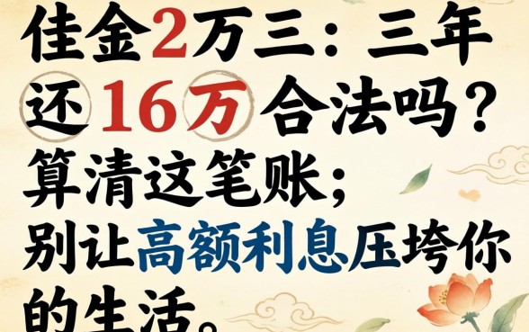 借12万三年还16万合法吗？算清这笔账，别让高额利息压垮你的生活