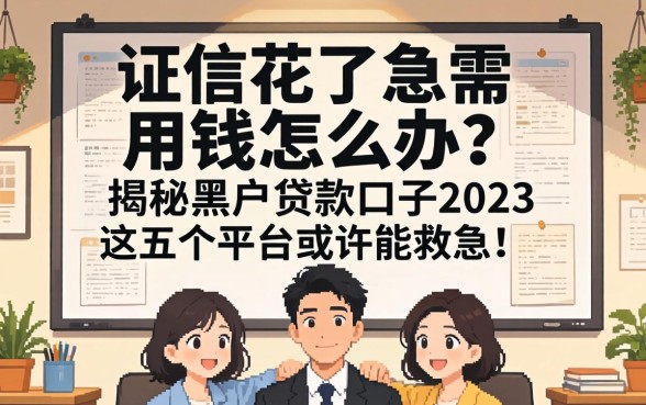 征信花了急需用钱怎么办？揭秘黑户贷款口子2023，这五个平台或许能救急！