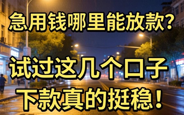 半夜急用钱哪里能放款？试过这几个口子，下款真的挺稳！