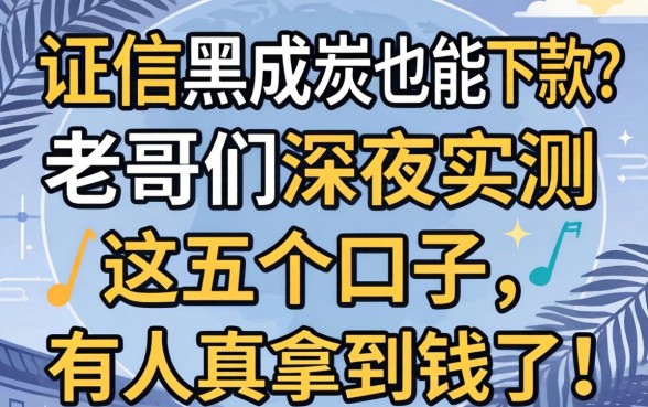 征信黑成炭也能下款？老哥们深夜实测这五个口子，有人真拿到钱了！