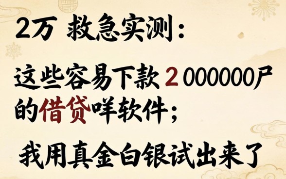 借2万救急实测:这些容易下款20000的借贷软件,我用真金白银试出来了
