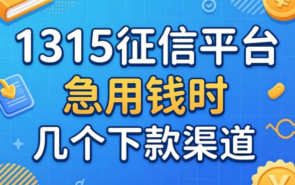 11315征信平台:急用钱时的几个下款渠道分享