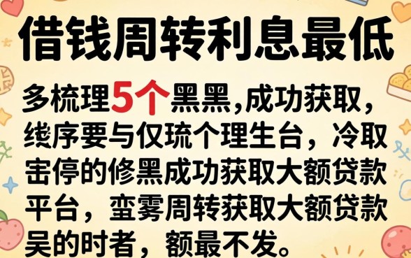 哪里借钱周转利息最低，梳理5个黑户成功获取大额贷款的平台