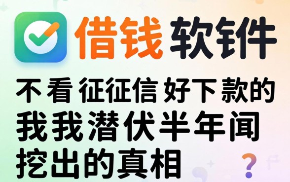 哪款借钱软件不看征信好下款的？我潜伏半年挖出的真相