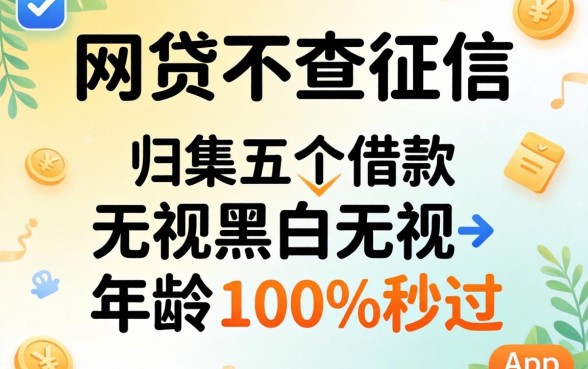 2026年网贷不查征信的，归集五个借款无视黑白无视年龄100%秒过app