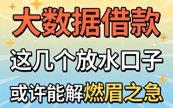 不要大数据借款，这几个放水口子或许能解燃眉之急