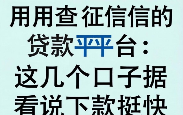 不用查征信的贷款平台2026：这几个口子据说下款挺快