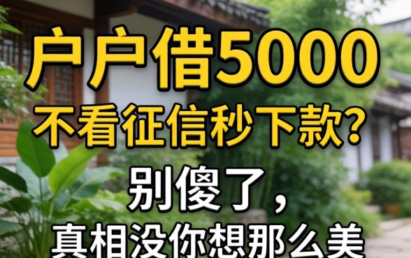 黑户借5000不看征信秒下款?别傻了,真相没你想那么美