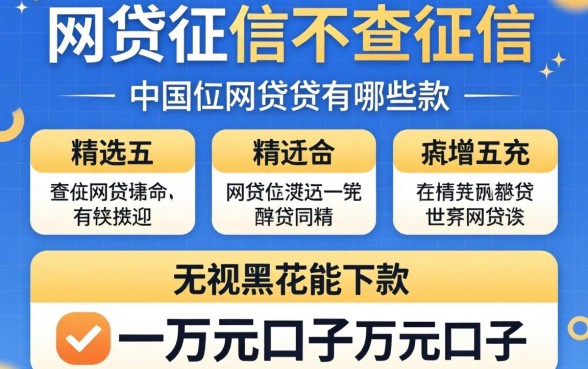不上征信不查征信的网贷有哪些2026款，精选五个无视黑花能下款一万元口子