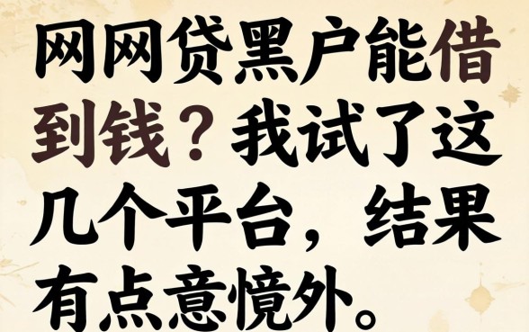 哪里网贷黑户能借到钱？我试了这几个平台，结果有点意外
