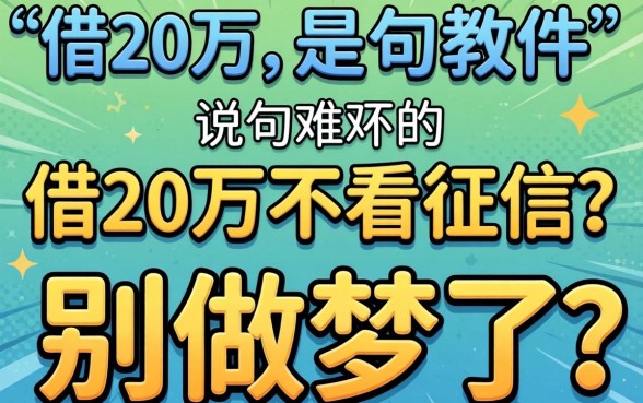 什么软件可以借20万不看征信？说句难听的，别做梦了