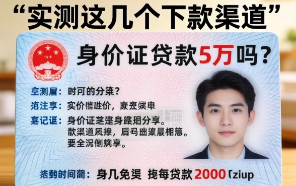 凭身份证贷款5万吗？实测这几个下款渠道分享