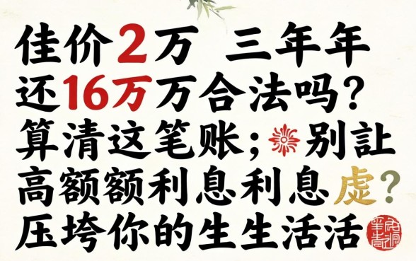 借12万三年还16万合法吗？算清这笔账，别让高额利息压垮你的生活