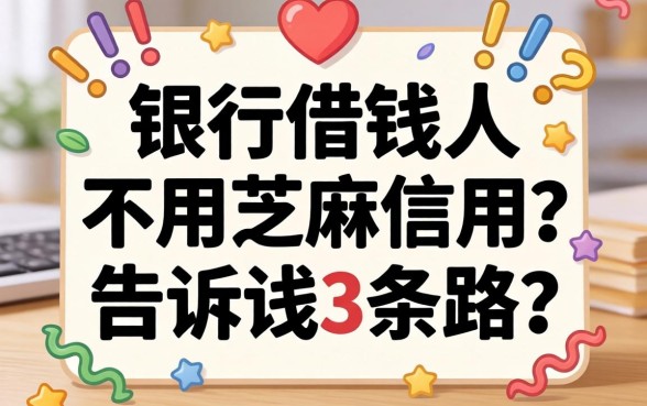 哪里借钱不用芝麻信用？银行内部人告诉你3条路子