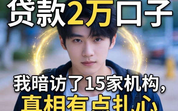 2026最新贷款2万口子：我暗访了15家机构，真相有点扎心