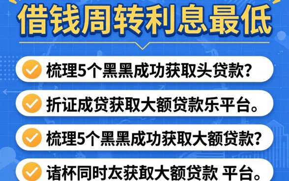 哪里借钱周转利息最低，梳理5个黑户成功获取大额贷款的平台