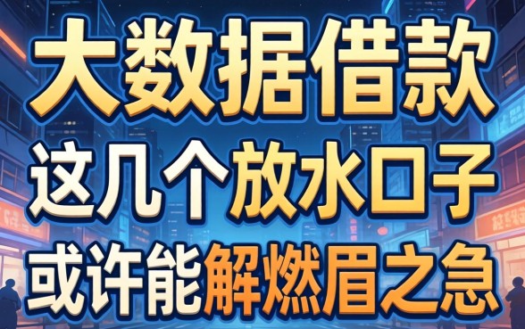 不要大数据借款，这几个放水口子或许能解燃眉之急