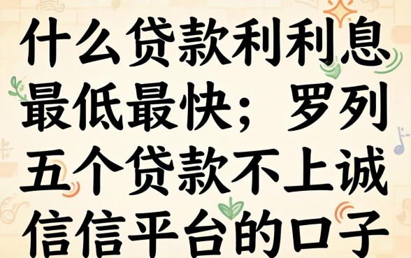 什么贷款利息最低最快，罗列五个贷款不上诚信平台的口子