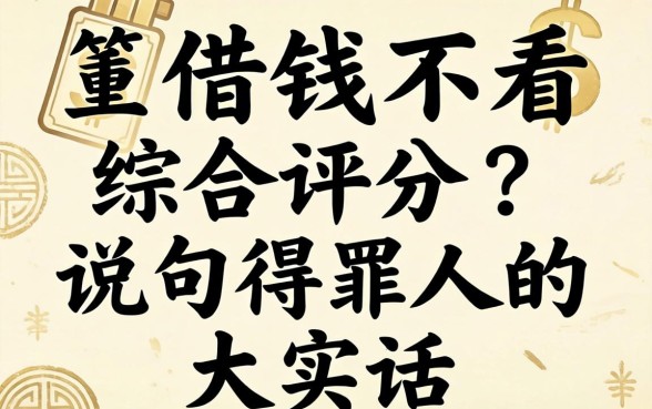 哪里借钱不看综合评分？说句得罪人的大实话