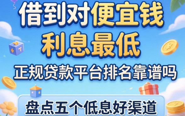 哪里能借到便宜钱？利息最低的正规贷款平台排名靠谱吗？盘点五个低息好渠道