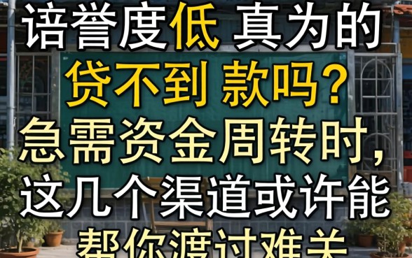 信誉度低真的贷不到款吗？急需资金周转时，这几个渠道或许能帮你渡过难关
