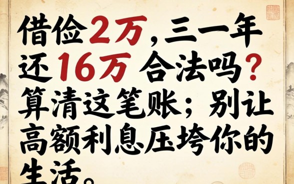 借12万三年还16万合法吗？算清这笔账，别让高额利息压垮你的生活