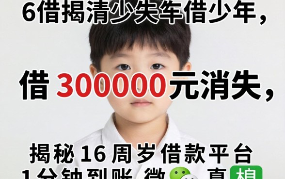 16岁少年借3000元消失，揭秘16周岁借款平台1分钟到账微信真相