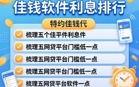借钱软件利息排行，梳理五个网贷平台门槛低一点的软件