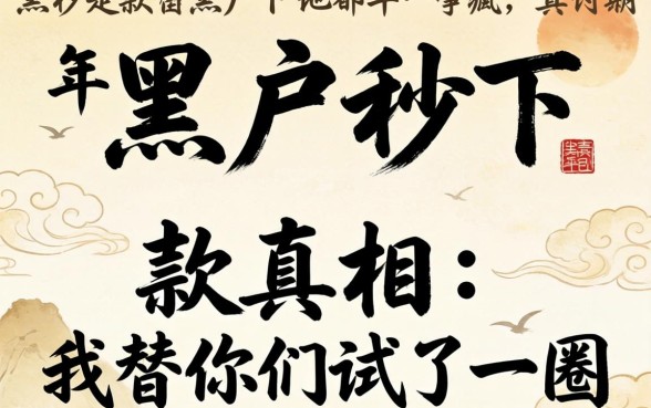 2026年黑户秒下款真相：我替你们试了一圈