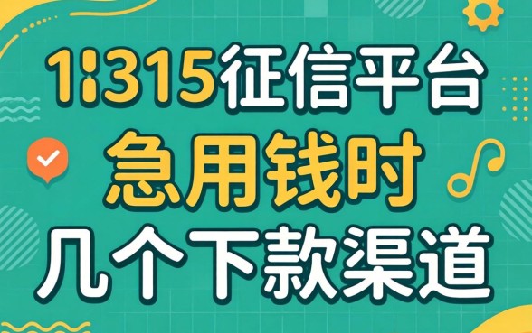 11315征信平台:急用钱时的几个下款渠道分享